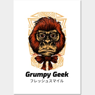 Grumpy Geek Monkey Joke Posters and Art